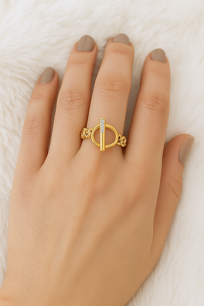 Women’s Open Ring with Geometric Twisted Chain Design 0