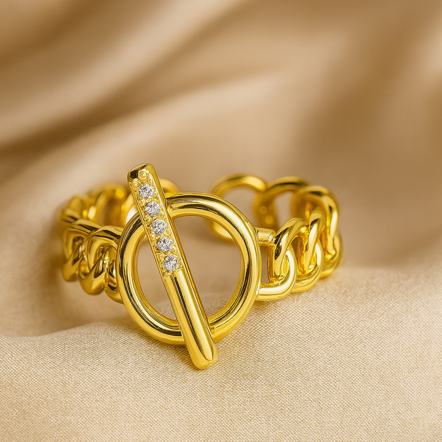 Women’s Open Ring with Geometric Twisted Chain Design 1