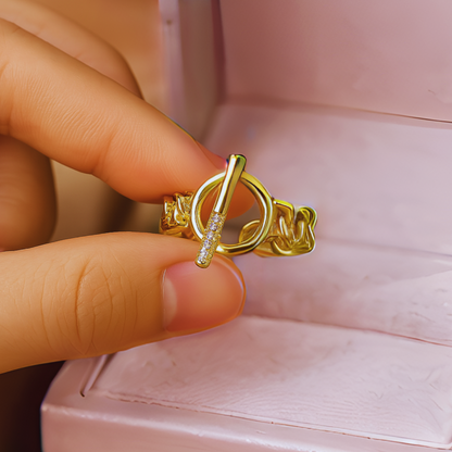 Women’s Open Ring with Geometric Twisted Chain Design 2