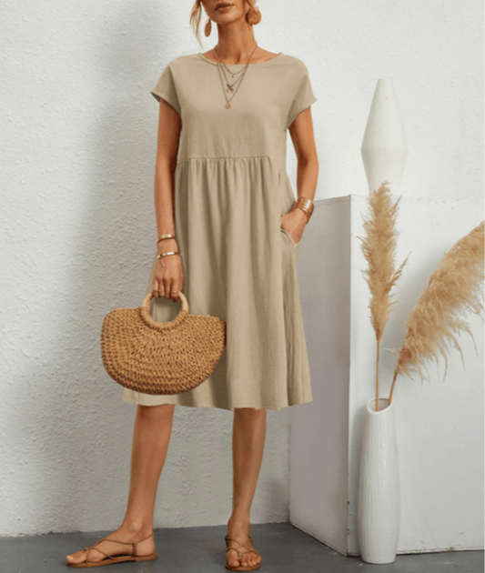 Women's Short Sleeve Plain Dress