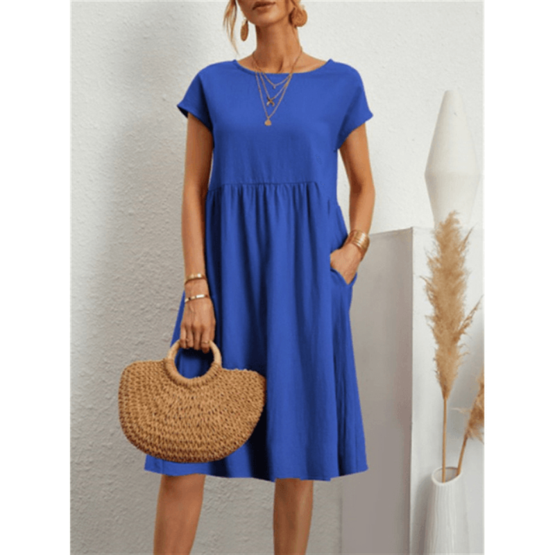 Women's Short Sleeve Plain Dress