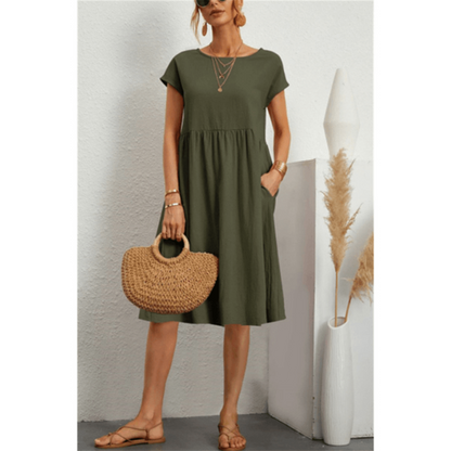Women's Short Sleeve Plain Dress