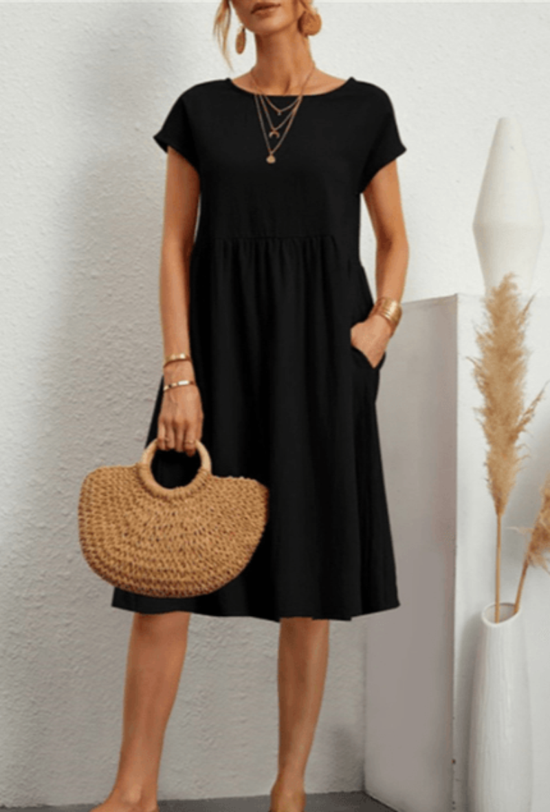 Women's Short Sleeve Plain Dress
