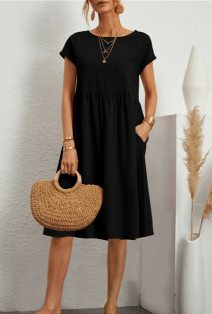Women's Short Sleeve Plain Dress