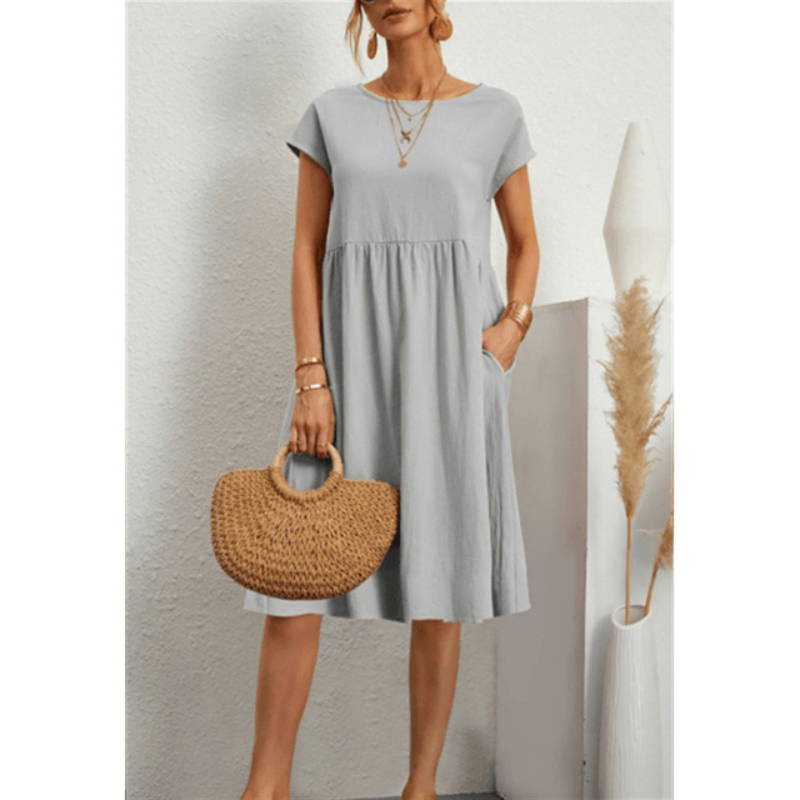 Women's Short Sleeve Plain Dress