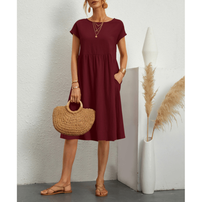 Women's Short Sleeve Plain Dress