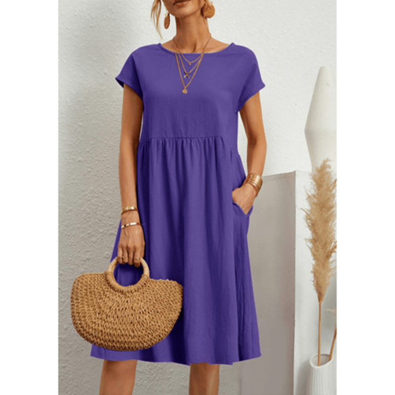 Women's Short Sleeve Plain Dress