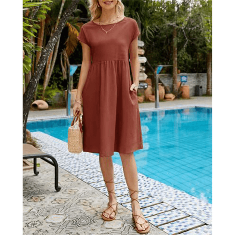 Women's Short Sleeve Plain Dress