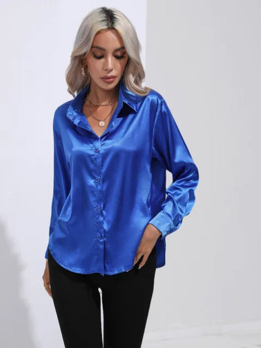 Women's Long Sleeve Blouse with Button Cuffs