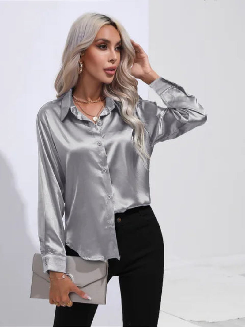 Wendy  - Women's Long Sleeve Blouse with Button Cuffs