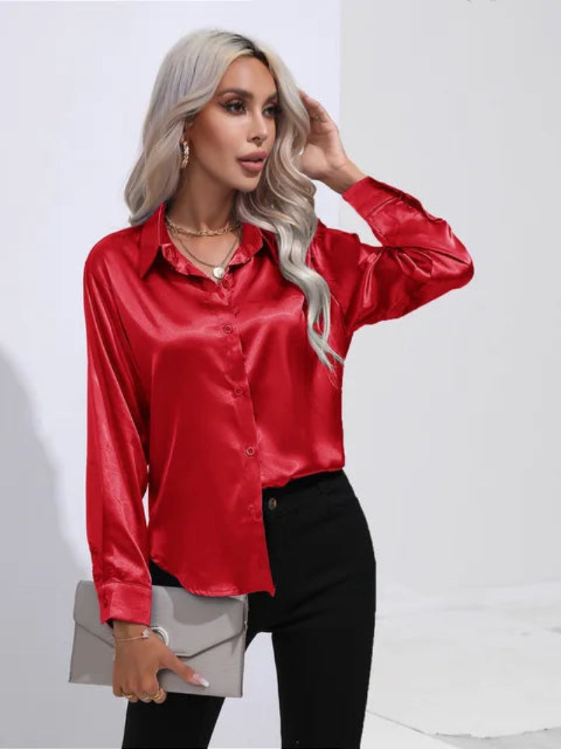 Wendy  - Women's Long Sleeve Blouse with Button Cuffs