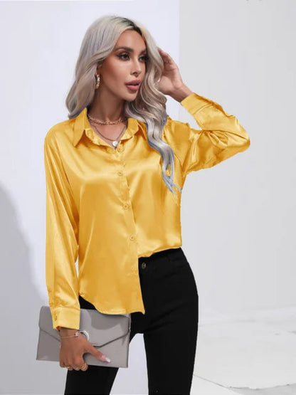 Wendy  - Women's Long Sleeve Blouse with Button Cuffs