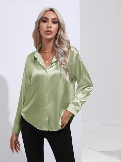 Wendy  - Women's Long Sleeve Blouse with Button Cuffs