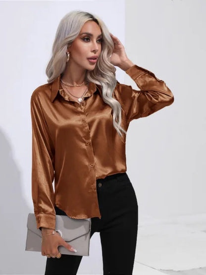 Wendy  - Women's Long Sleeve Blouse with Button Cuffs