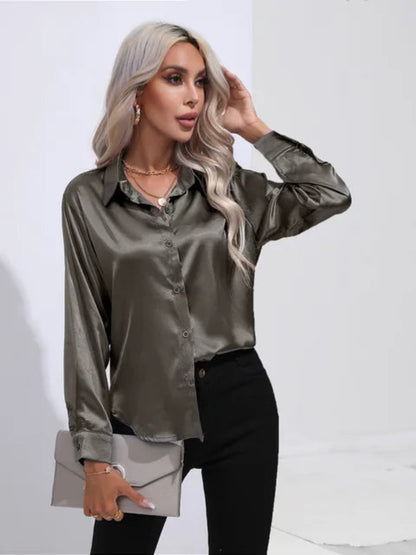 Wendy  - Women's Long Sleeve Blouse with Button Cuffs
