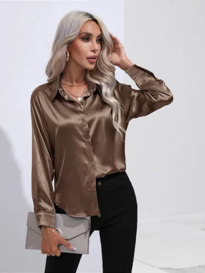 Wendy  - Women's Long Sleeve Blouse with Button Cuffs