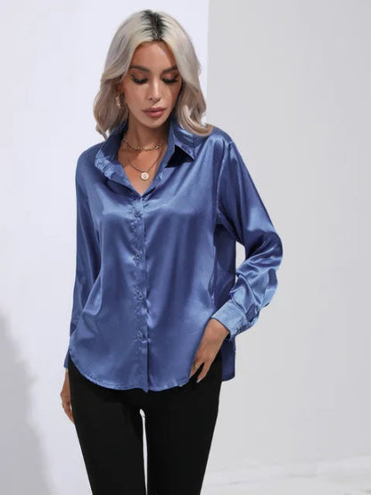 Wendy  - Women's Long Sleeve Blouse with Button Cuffs