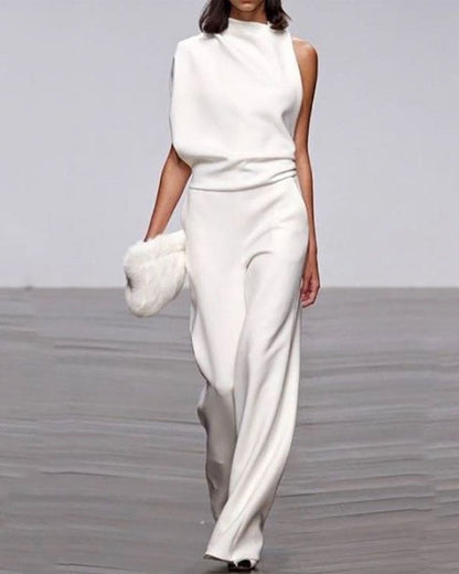 Women's Sleeveless Jumpsuit with Wide-Leg