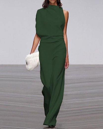 Women's Sleeveless Jumpsuit with Wide-Leg