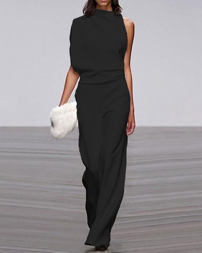 Women's Sleeveless Jumpsuit with Wide-Leg