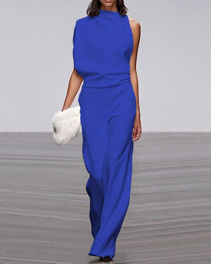 Women's Sleeveless Jumpsuit with Wide-Leg