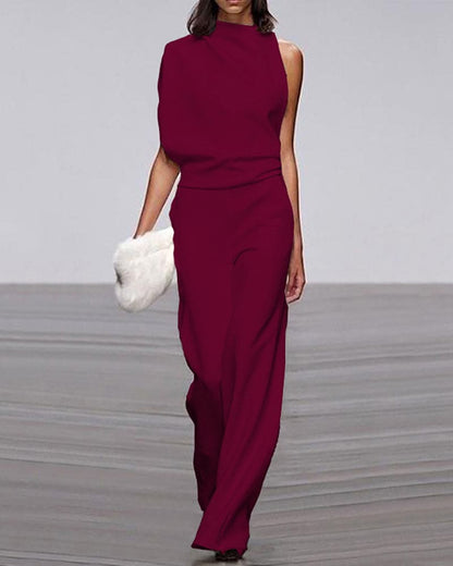 Women's Sleeveless Jumpsuit with Wide-Leg
