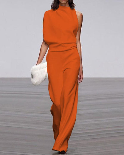 Women's Sleeveless Jumpsuit with Wide-Leg