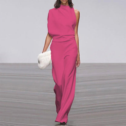 Women's Sleeveless Jumpsuit with Wide-Leg