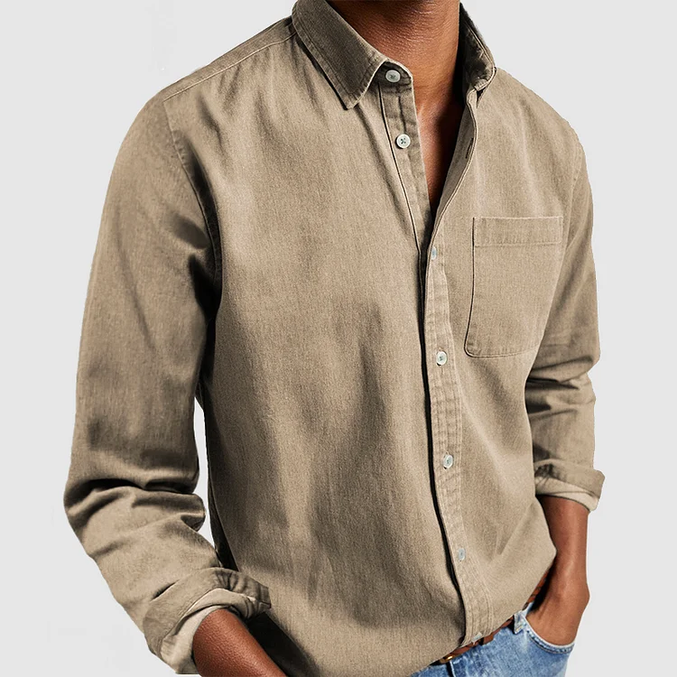 Men's Casual Comfortable Shirt with Notched Collar