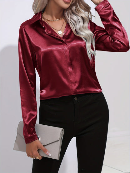 Women's Elegant Satin Blouse with Timeless Silhouette