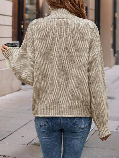 Women's Knitted Casual Turtleneck Jumper with Long Sleeves | Ideal for Winter