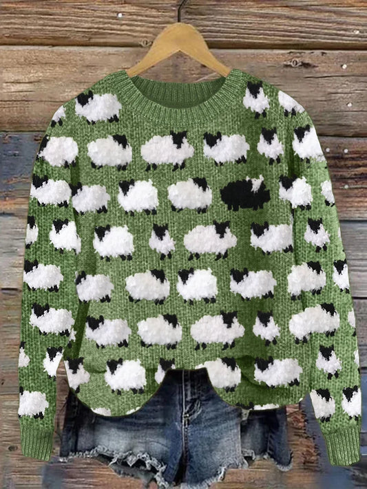 Cozy Knitted Vintage Jumper Made of Sheep Wool for Women | Ideal for Winter