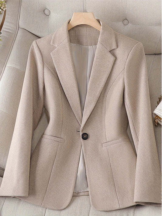 Women's Elegant Business Blazer with Notch Lapel in Beige | Perfect for All Seasons