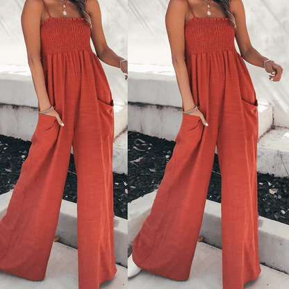 Women's Loose Wideleg Sleeveless Jumpsuit with Pockets | Ideal for Summer