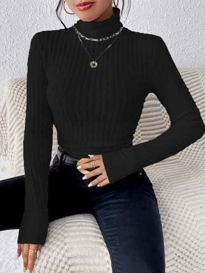 Women's Elegant Turtleneck Jumper in Slim Fit and Solid Colour | Ideal for Winter