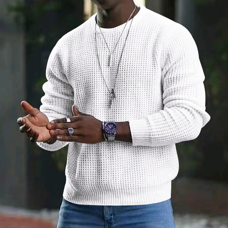 Men's Versatile Knitted Long Sleeve Crew Neck Jumper | Ideal for Winter