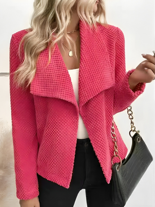 Women's Chic solid-color open-front waffle blazer | Perfect for Casual Days