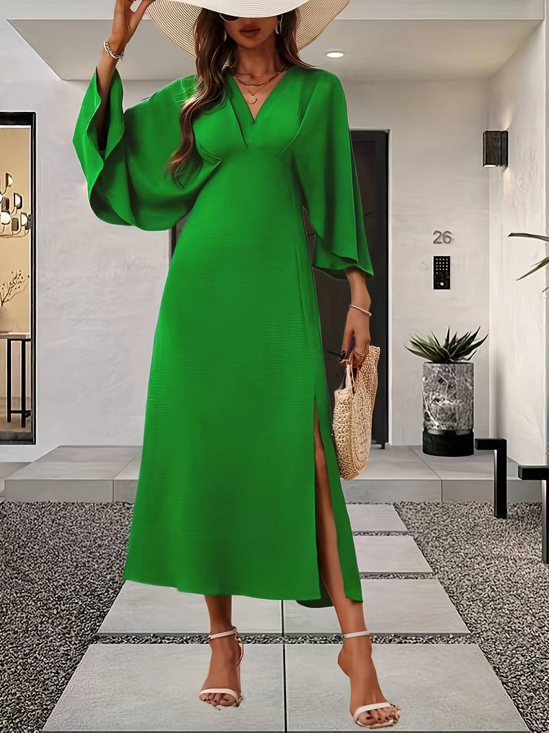 Women's Elegant A-Line Dress with Ruffle Sleeves for Casual and Semi-Formal Occasions