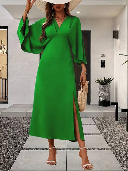 Women's Elegant A-Line Dress with Ruffle Sleeves for Casual and Semi-Formal Occasions