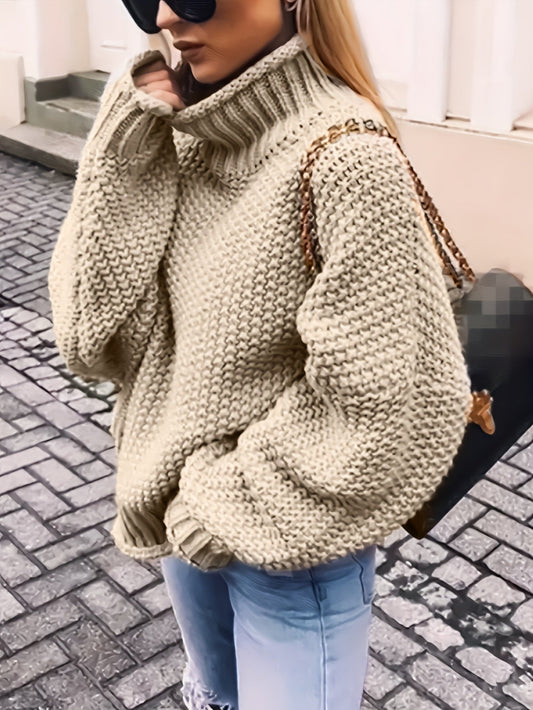 Women's Knitted Casual Turtleneck Jumper with Long Sleeves | Ideal for Winter