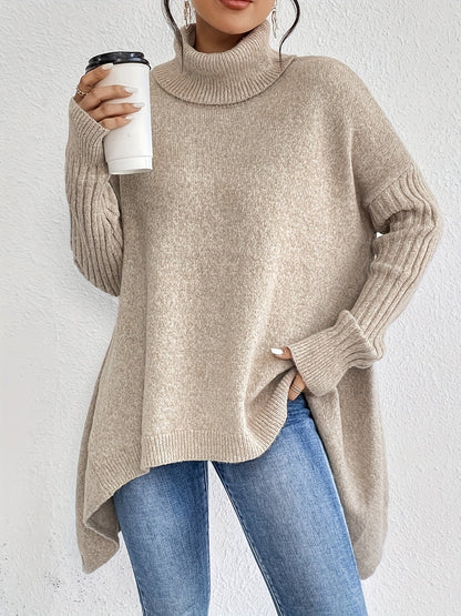 Women's Trendy Asymmetric Hem Turtleneck Jumper | Ideal for Winter