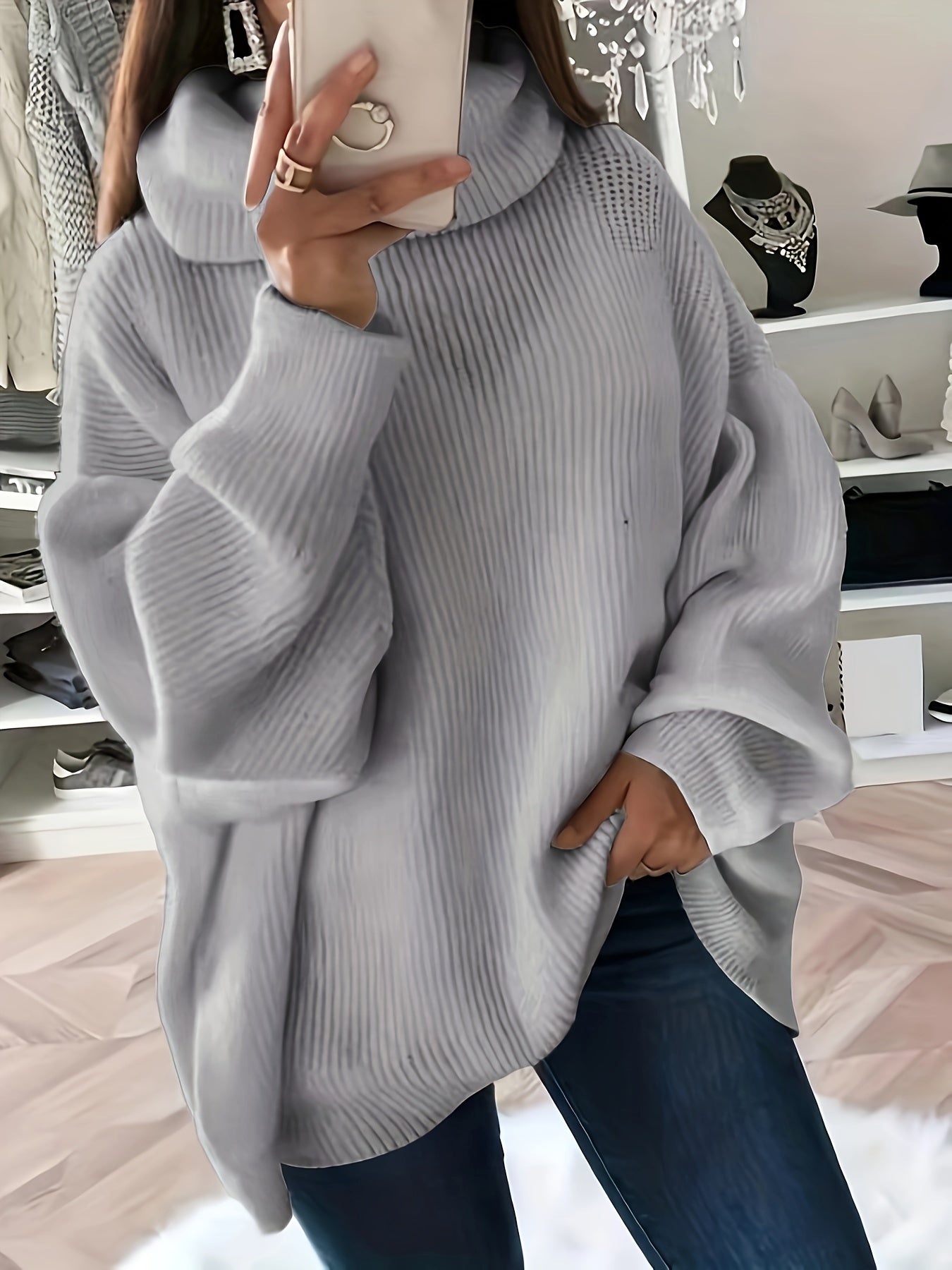 Women's Luxurious Oversized Solid Colour Turtleneck Jumper | Ideal for Winter