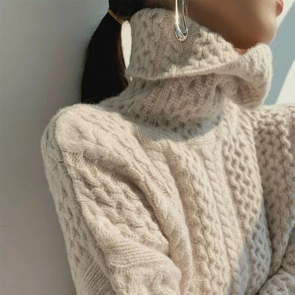 Women's Warm Cable Knit Turtleneck Jumper | Ideal for Winter