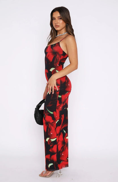 Women's Elegant Lightweight Maxi Dress with Floral Print