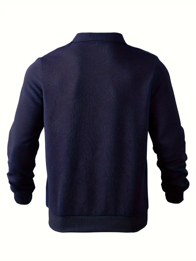 Men's Quarter Zip Jumper with Collar and Geometric Pattern | Ideal for Winter