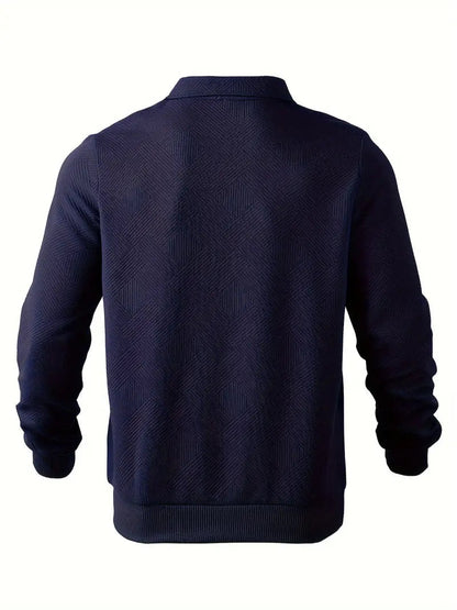 Men's Quarter Zip Jumper with Collar and Geometric Pattern | Ideal for Winter