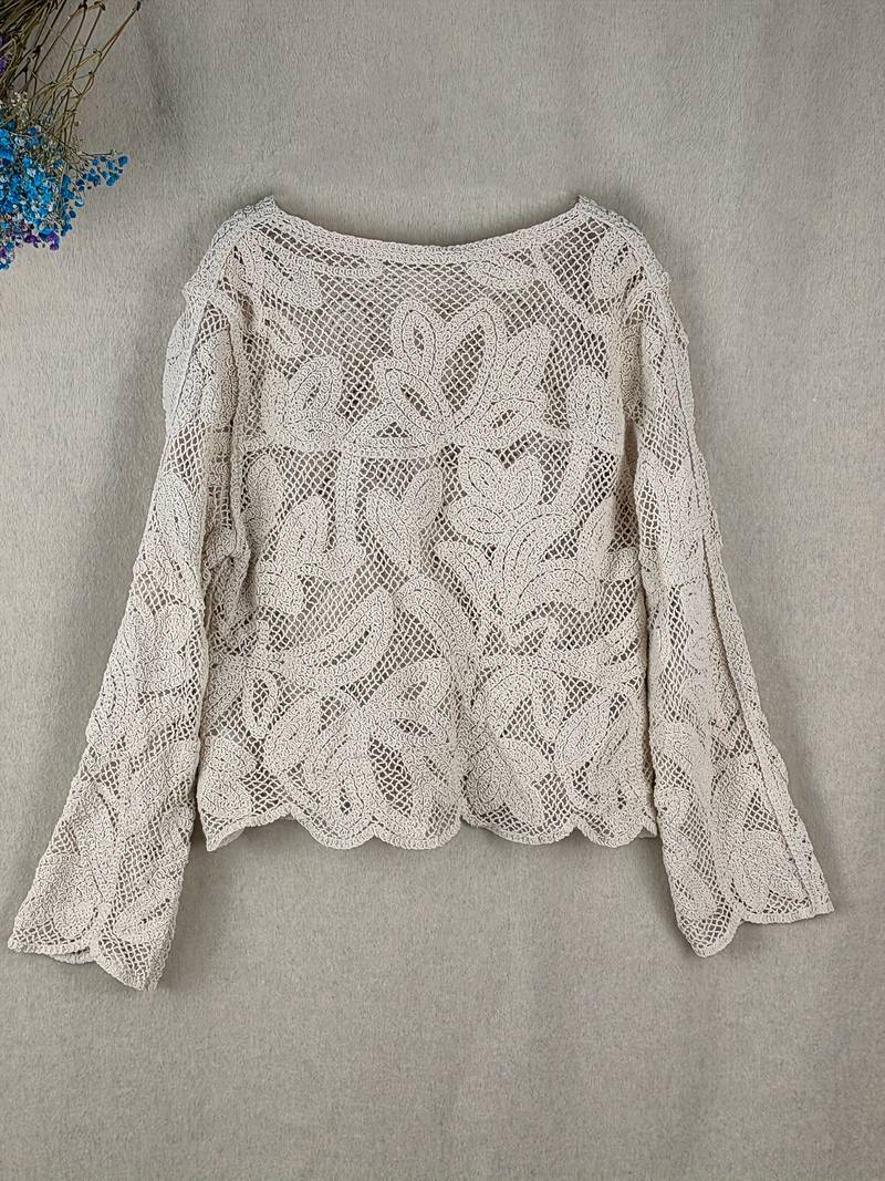Women's Elegant Lace Blouse with Floral Design