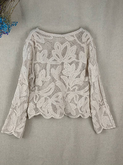 Women's Elegant Lace Blouse with Floral Design