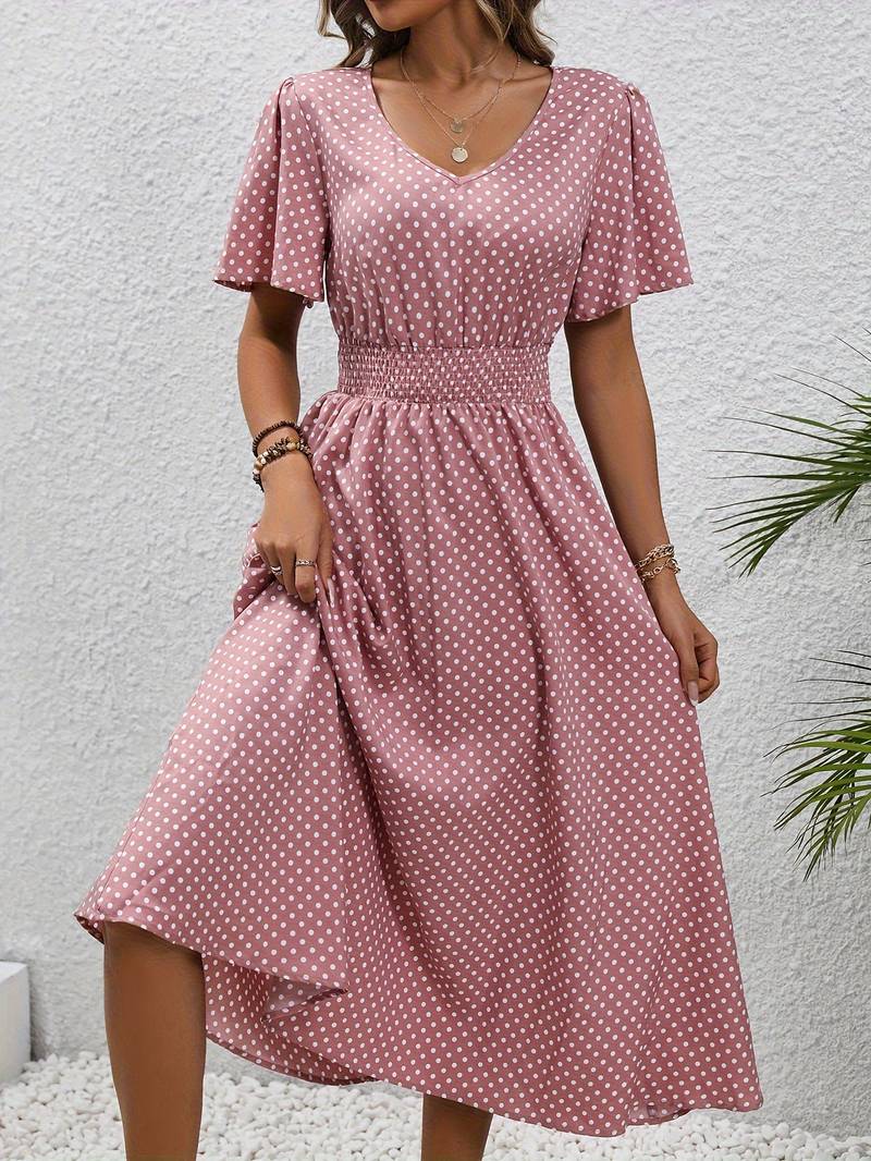 Women's Casual Comfortable Dress with Short Sleeves for Summer Outings