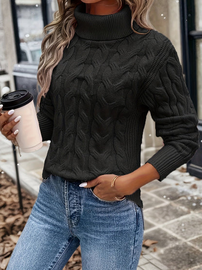 Women's Vintage Cable Knit Turtleneck Jumper | Ideal for Winter